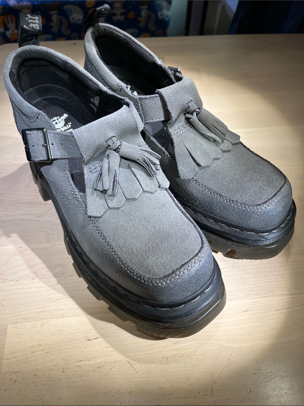 Like new Dr. Martens Corran waxy suede Mary Jane chunky heeled shoes
